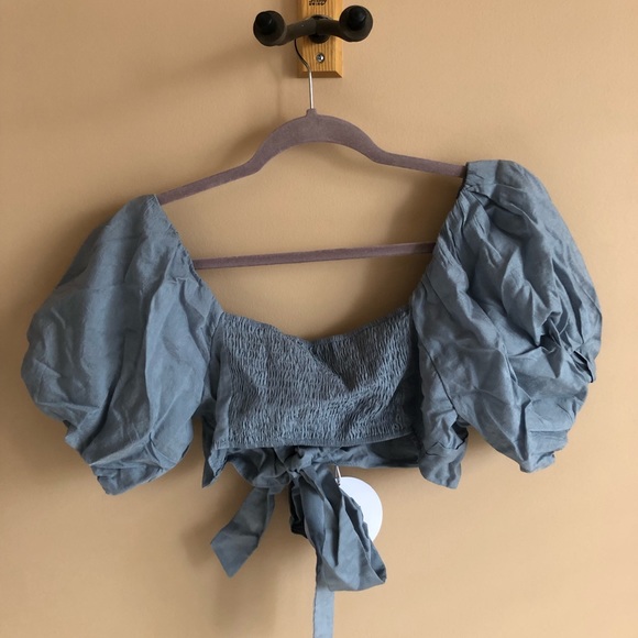 NWT Princess Polly Puff Sleeve Cropped Blouse US 12 - Picture 2 of 5